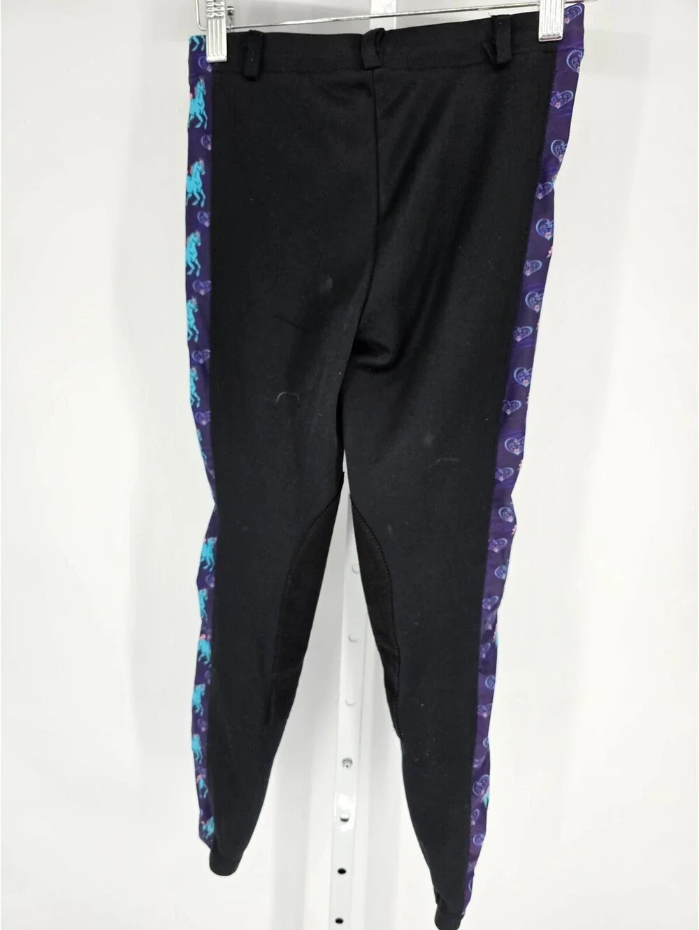 Royal Highness Girls Sz M Riding Equestrian Pants Black w/ Purple Trim